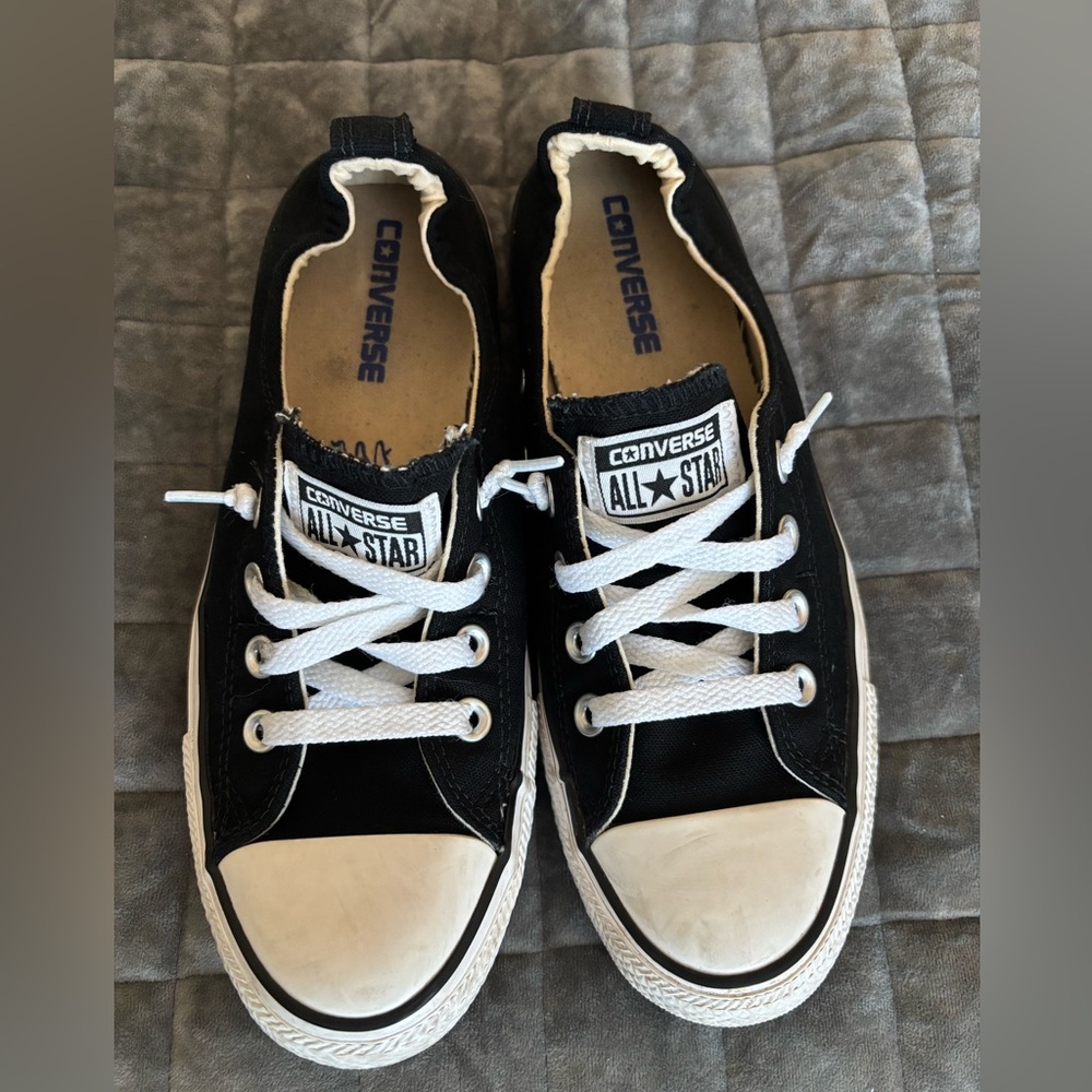 Converse Chuck Taylor All Star Black Canvas Shoreline Slip-On Sneakers Womens 9